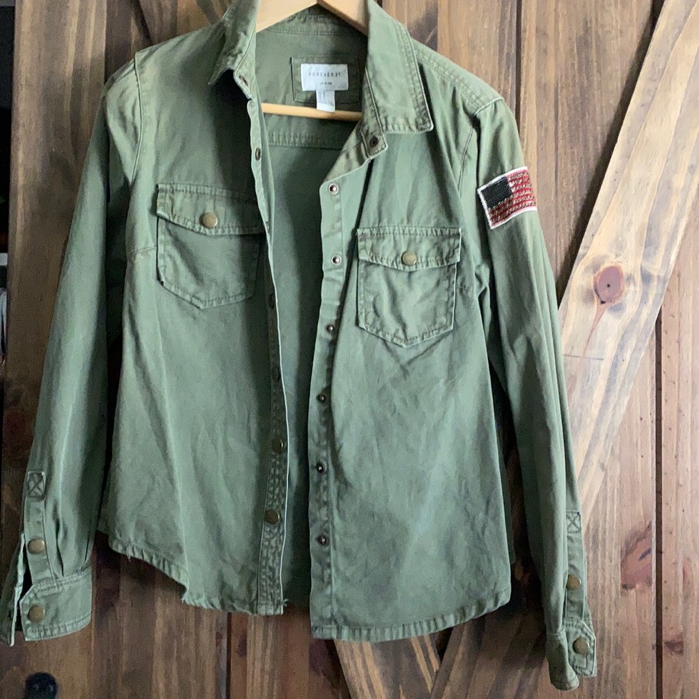 Army green button up